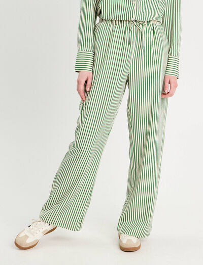 Pantalon large vert fluo femme