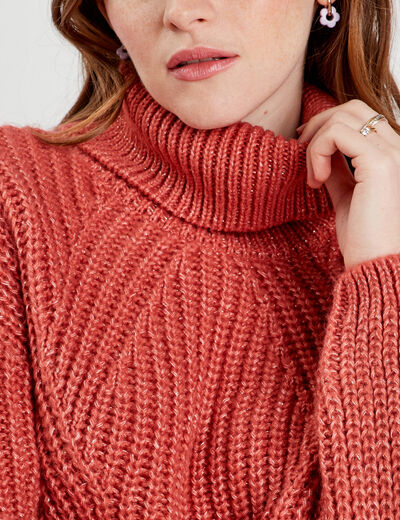 Pull avec col roulé vieux rose femme