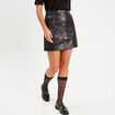 Jupe trapèze simili cuir noir femme