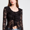 Blouse ajustée col V dentelle noir femme