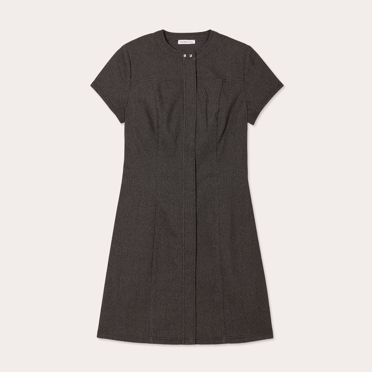 Robe évasée manches courtes noir femme