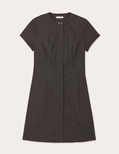 Robe évasée manches courtes noir femme