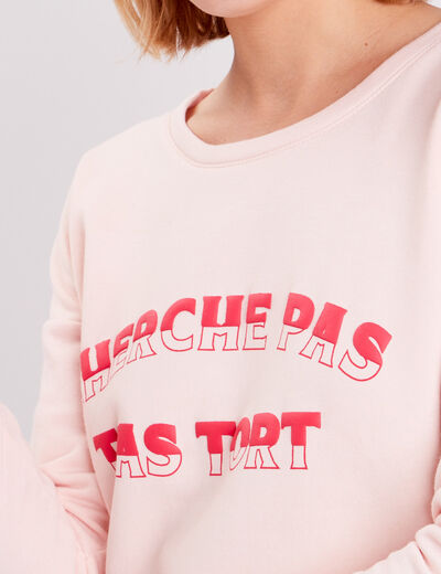 Sweat à manches longues rose clair femme