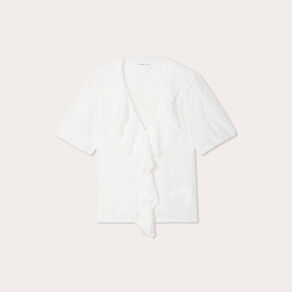 Blouse dentelle et volants blanc femme