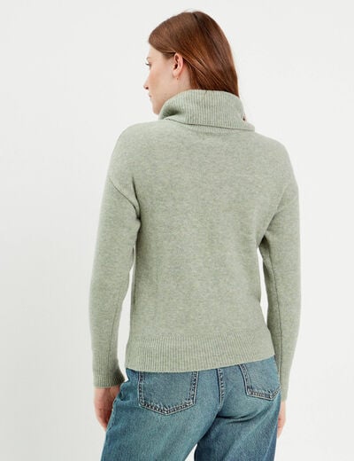 Pull avec col roulé vert pastel femme