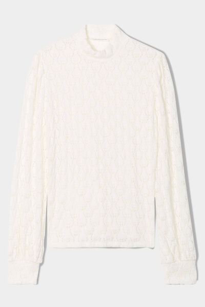 Pull manches longues ecru femme