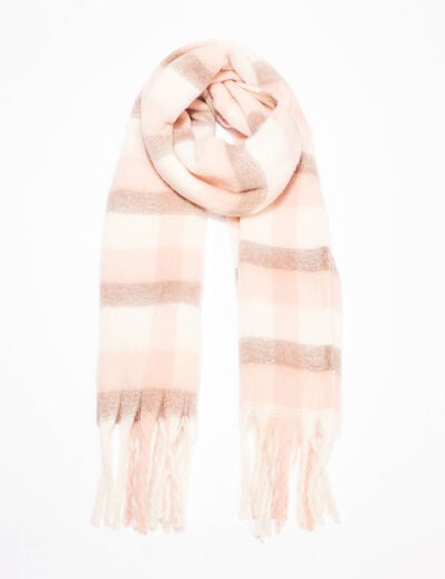 &Eacute;charpe avec franges ecru femme