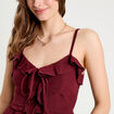 Débardeur cropped volants bordeaux femme