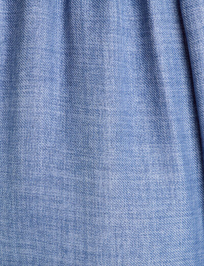 Pantalon large brodé bleu femme