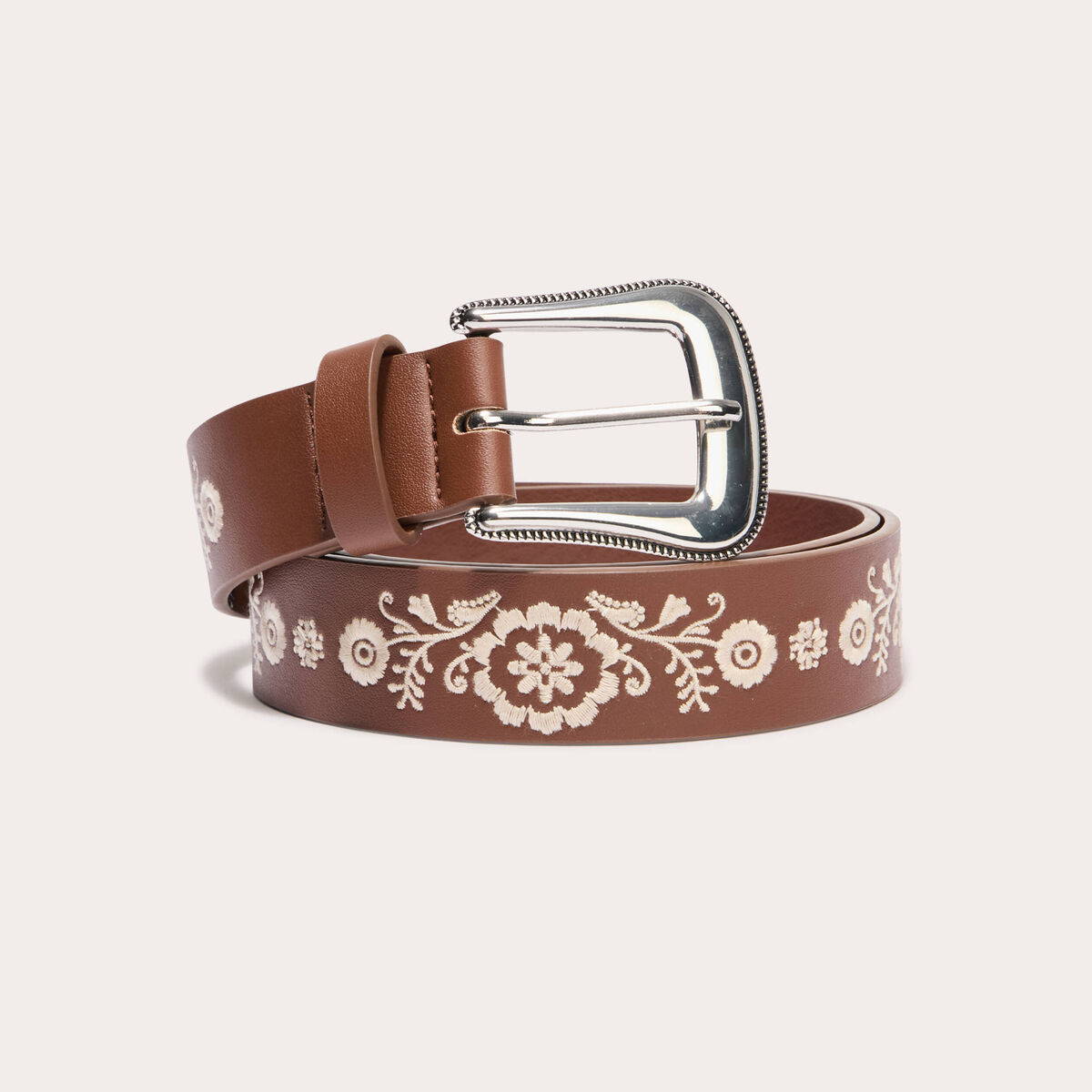 Ceinture brod&eacute;e camel femme