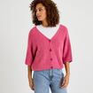 Gilet ample col v manches 3/4 vieux rose femme