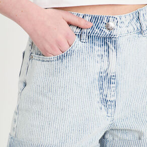Short mom en jean bleu gris femme
