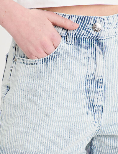 Short mom en jean bleu gris femme