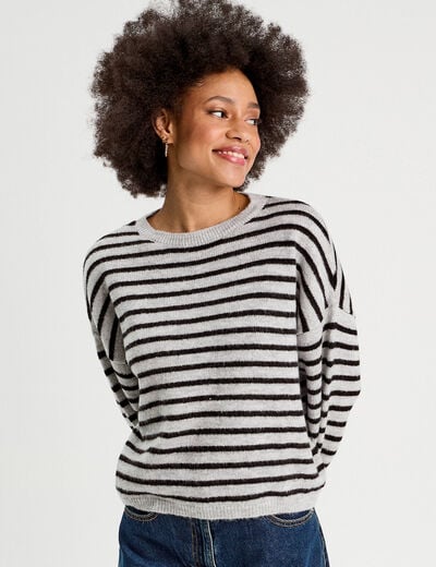 Pull manches longues gris clair femme