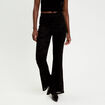 Pantalon bootcut effet dentelle noir femme