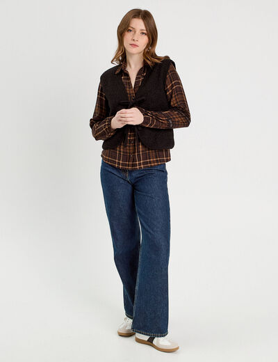 Chemise manches longues marron foncé femme