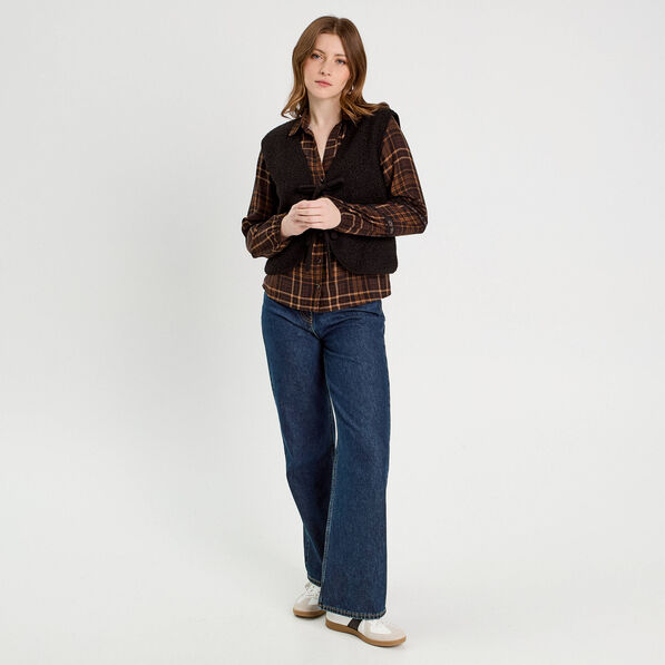 chemise manches longues marron fonce femme Chemise manches longues marron foncé femme
