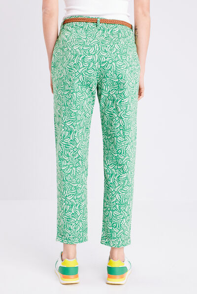 Pantalon chino slim 7/8ème vert femme