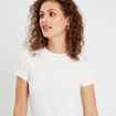 T-shirt manches courtes côtelé blanc femme