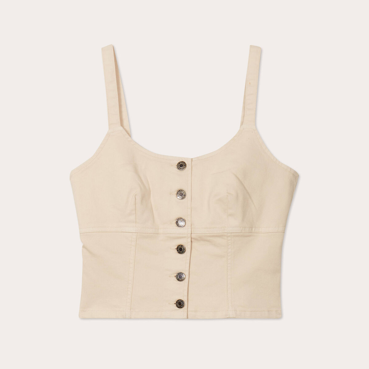 Bustier boutonné en jean sable femme