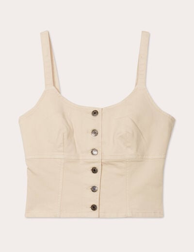 Bustier boutonné en jean sable femme