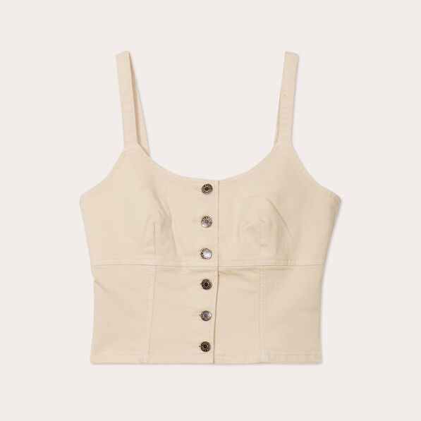 bustier boutonne en jean sable femme Bustier boutonné en jean sable femme