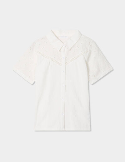 Chemise broderie anglaise ecru femme