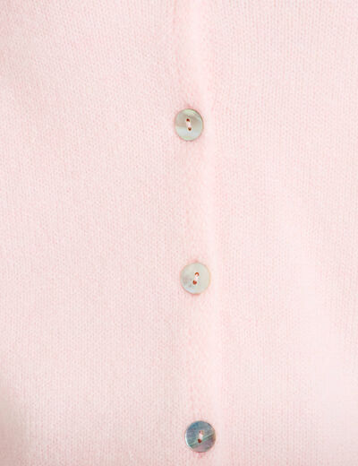 Gilet boutonn&eacute; avec col en V rose clair femme