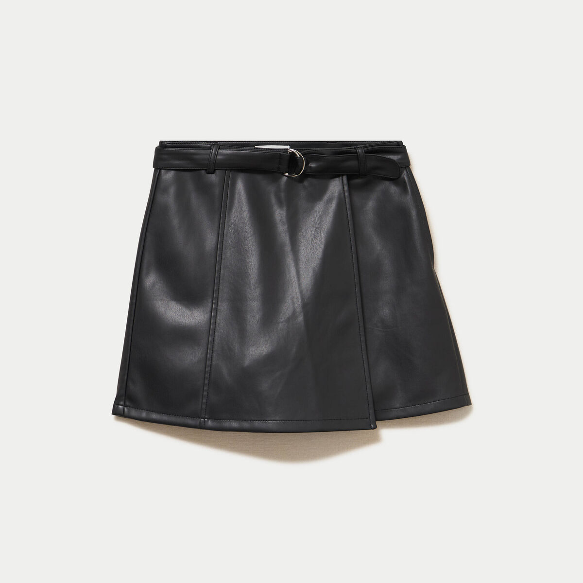 Jupe-short courte en similicuir noir femme