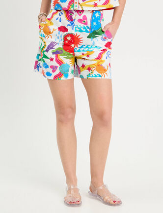 Short droit blanc femme
