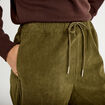 Pantalon jogging taille standard velours vert kaki femme