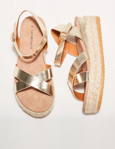Sandales plates couleur or femme