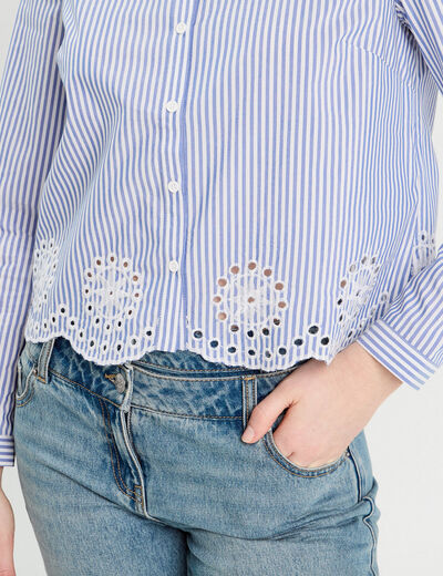 Chemise avec broderie blanc femme