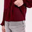 Blouse courte droite col v rouge fonc&eacute; femme