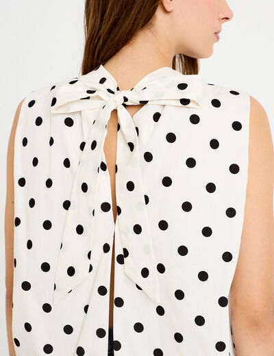 Blouse ample sans manches dos d&eacute;collet&eacute; blanc femme