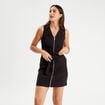 Robe évasée sans manches noir femme