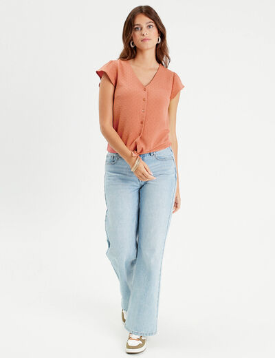 Blouse manches courtes vieux rose femme