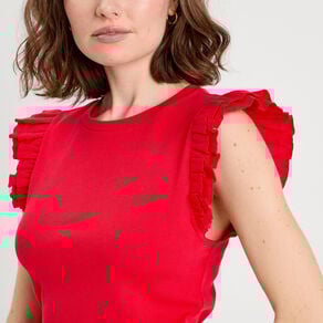 debardeur avec volants rouge femme Débardeur avec volants rouge femme