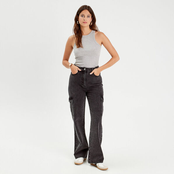 debardeur cotele gris clair femme Débardeur côtelé gris clair femme