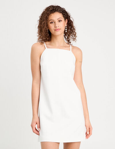 Robe droite bretelles fines blanc femme