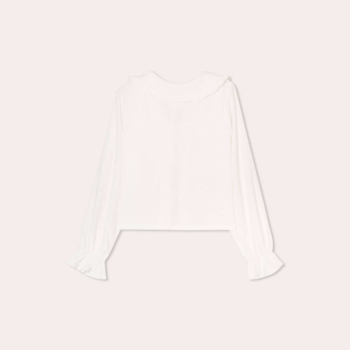 Blouse col claudine et noeuds ecru femme