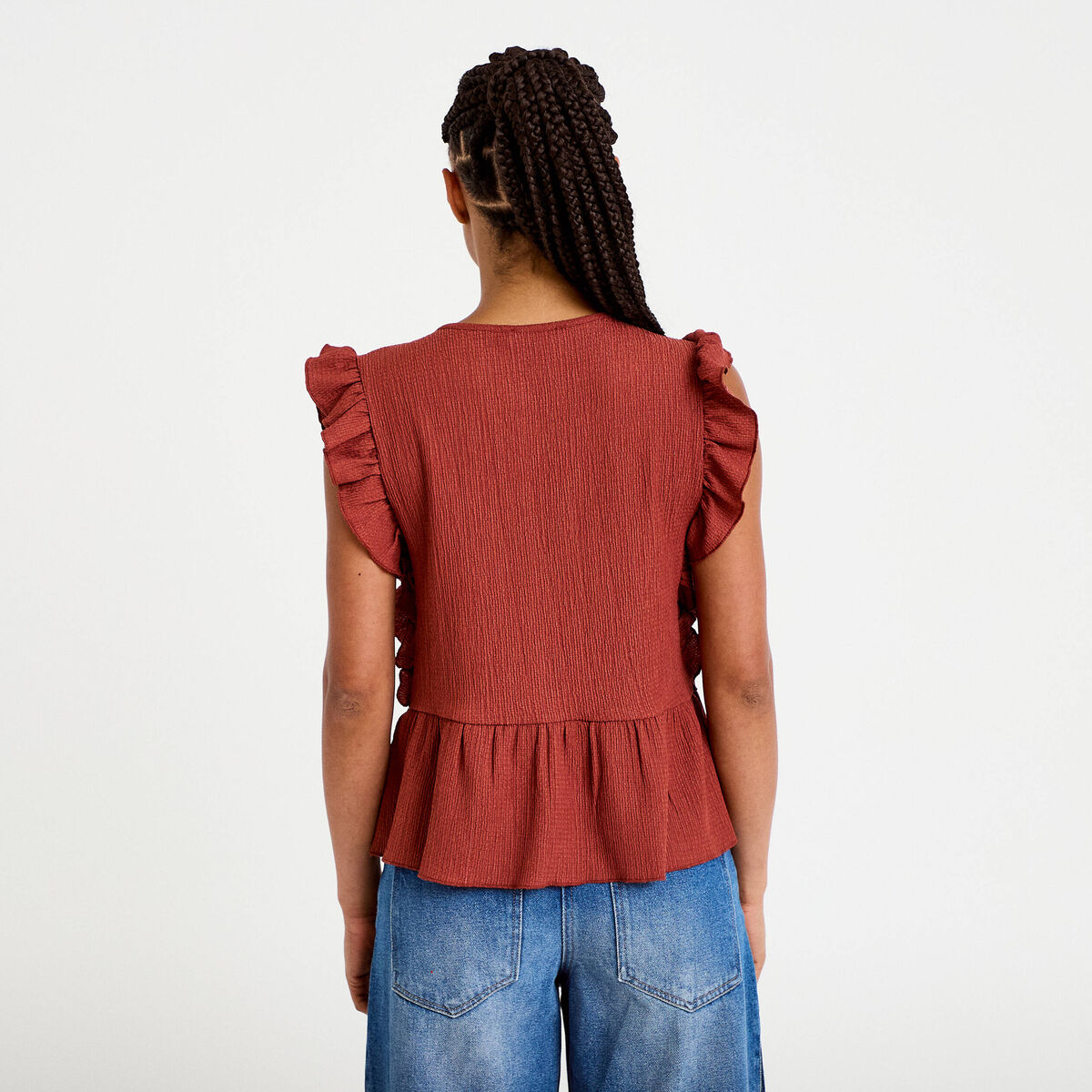 Blouse sans manches col v vieux rose femme
