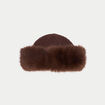 Bonnet en fausse fourrure marron fonc&eacute; femme
