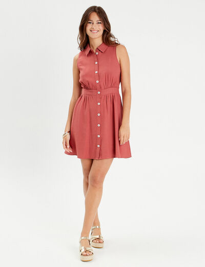 Robe chemise patineuse vieux rose femme