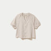 Blouse droite col v manches courtes gris femme