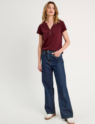 T-shirt manches courtes violet foncé femme