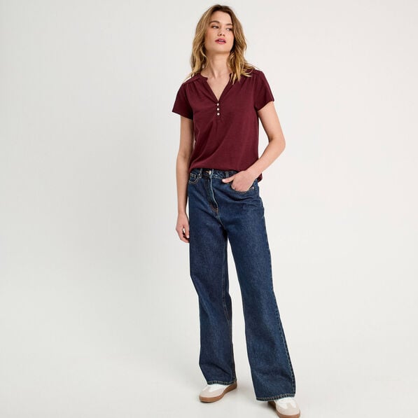 t shirt manches courtes violet fonce femme T-shirt manches courtes violet foncé femme