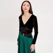 T-shirt velours cintré noir femme