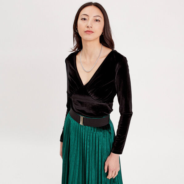 T-shirt velours cintré noir femme