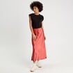 Jupe midi droite effet satin vieux rose femme